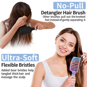 HIPPIH Boar Bristle Hair Brush with ergonomic design