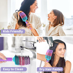 HIPPIH hair brush in use on wet hair