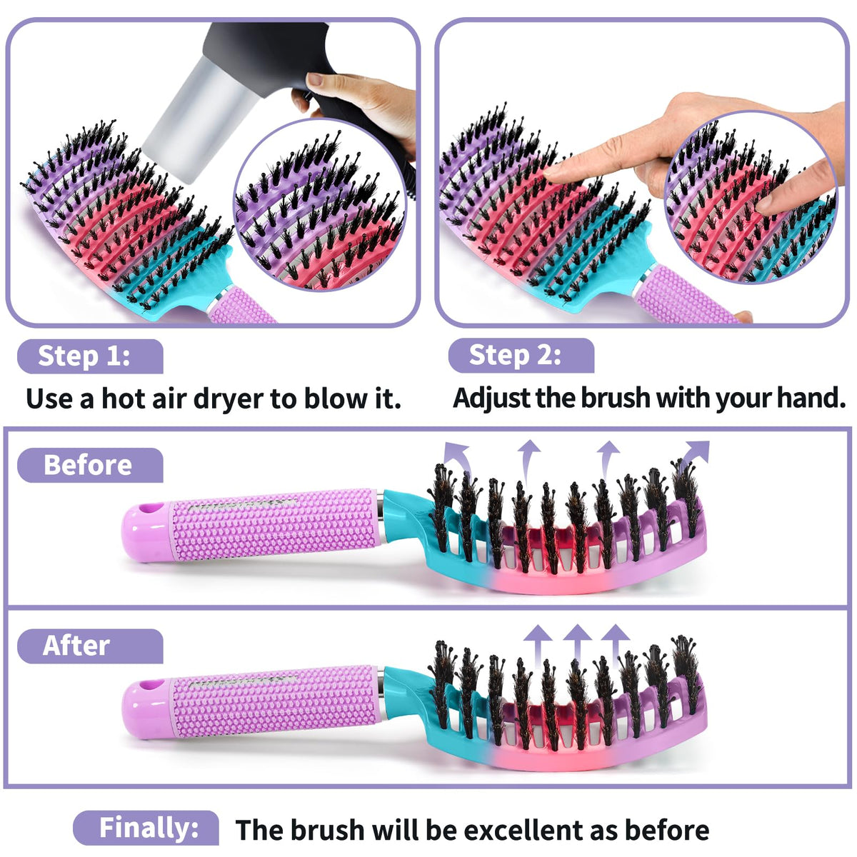 HIPPIH hair brush set displayed on dressing table