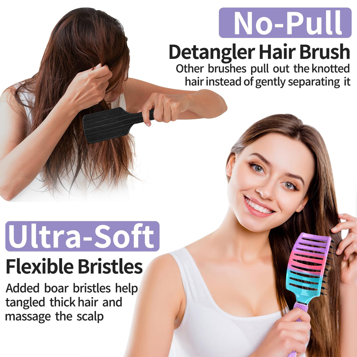 HIPPIH hair brush with ergonomic design and magnet