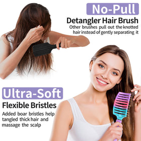 HIPPIH hair brush with ergonomic design and magnet