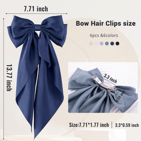 hisial large bow hair clip close-up in silky satin