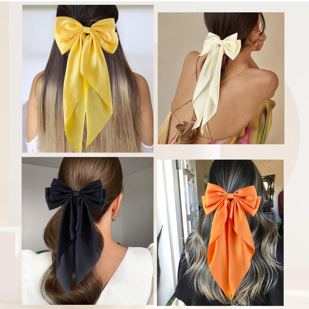 hisial large bow hair clip close-up showing satin fabric