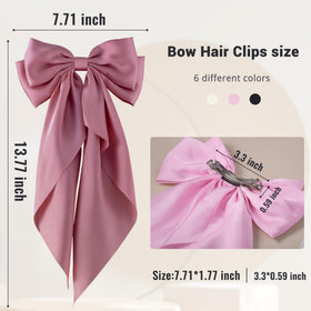 hisial Large Bow Hair Clip close-up showing silky satin fabric