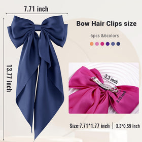 hisial large bow hair clip deep blue front view