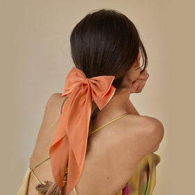 hisial large bow hair clip hot pink front view