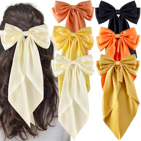 hisial large bow hair clip in black, front view