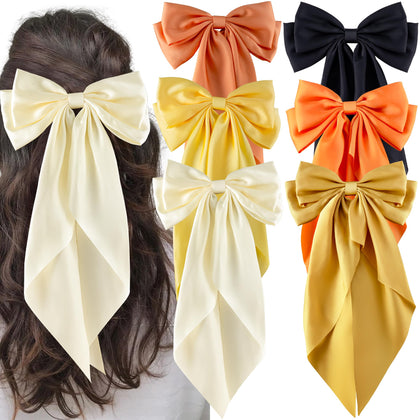 hisial large bow hair clip in black, front view