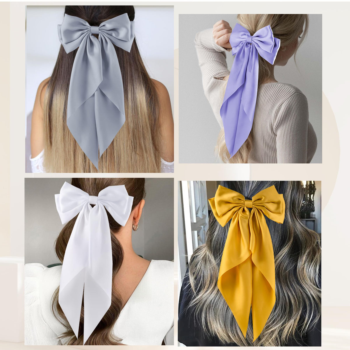 hisial large bow hair clip in green front view