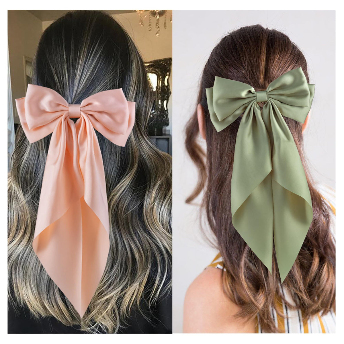 hisial large bow hair clip in grey front view