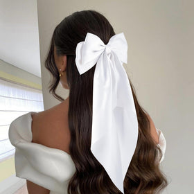 hisial large bow hair clip in pink front view