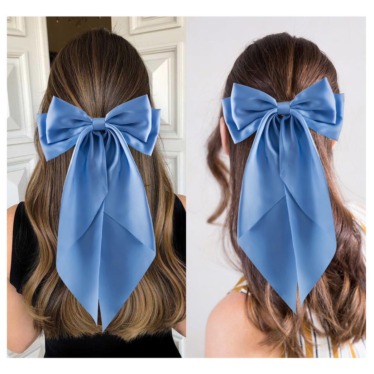 hisial Large Bow Hair Clip in use on long hair