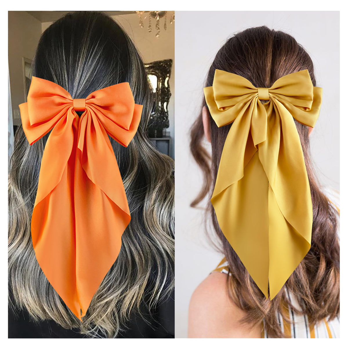 hisial large bow hair clip in white, on a hairstyle