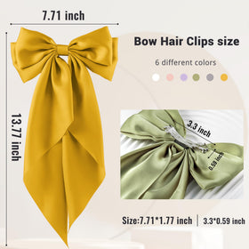 hisial large bow hair clip in yellow front view