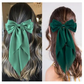 hisial Large Bow Hair Clip on a half updo hairstyle