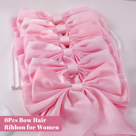 hisial Large Bow Hair Clip pink displayed with accessories