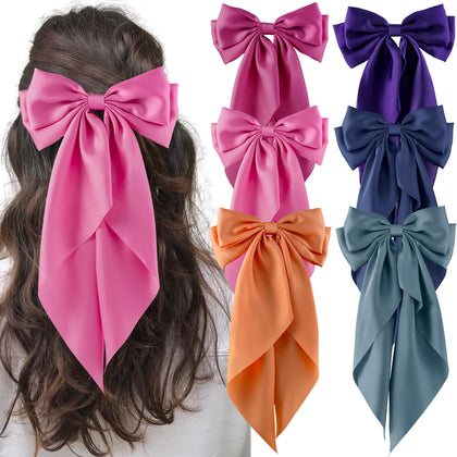 hisial large bow hair clip pink front view