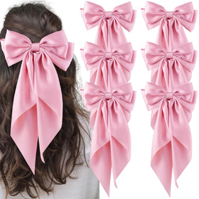 hisial Large Bow Hair Clip pink front view