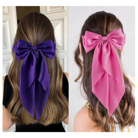 hisial large bow hair clip purple front view