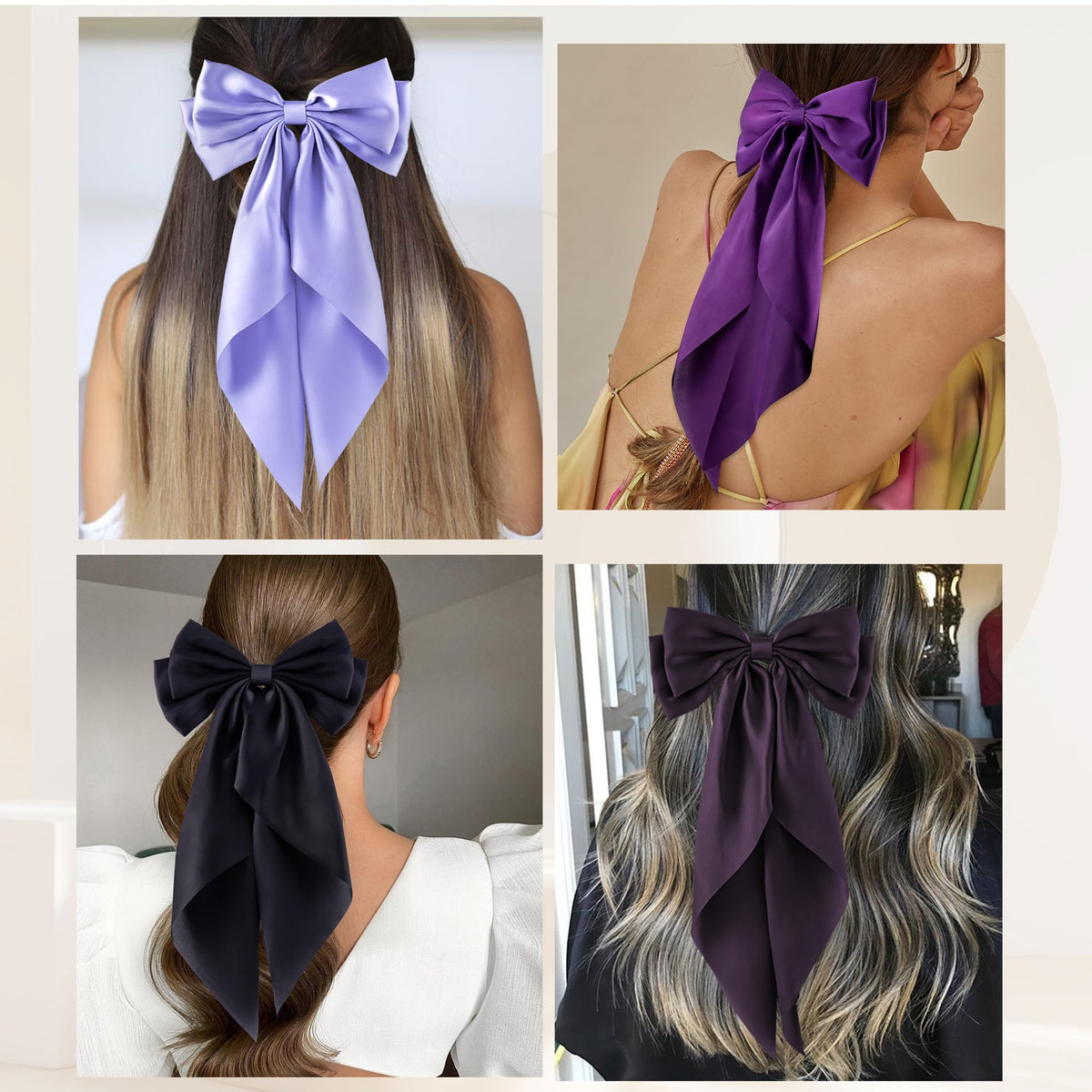 hisial Large Bow Hair Clip showing the metal spring clip
