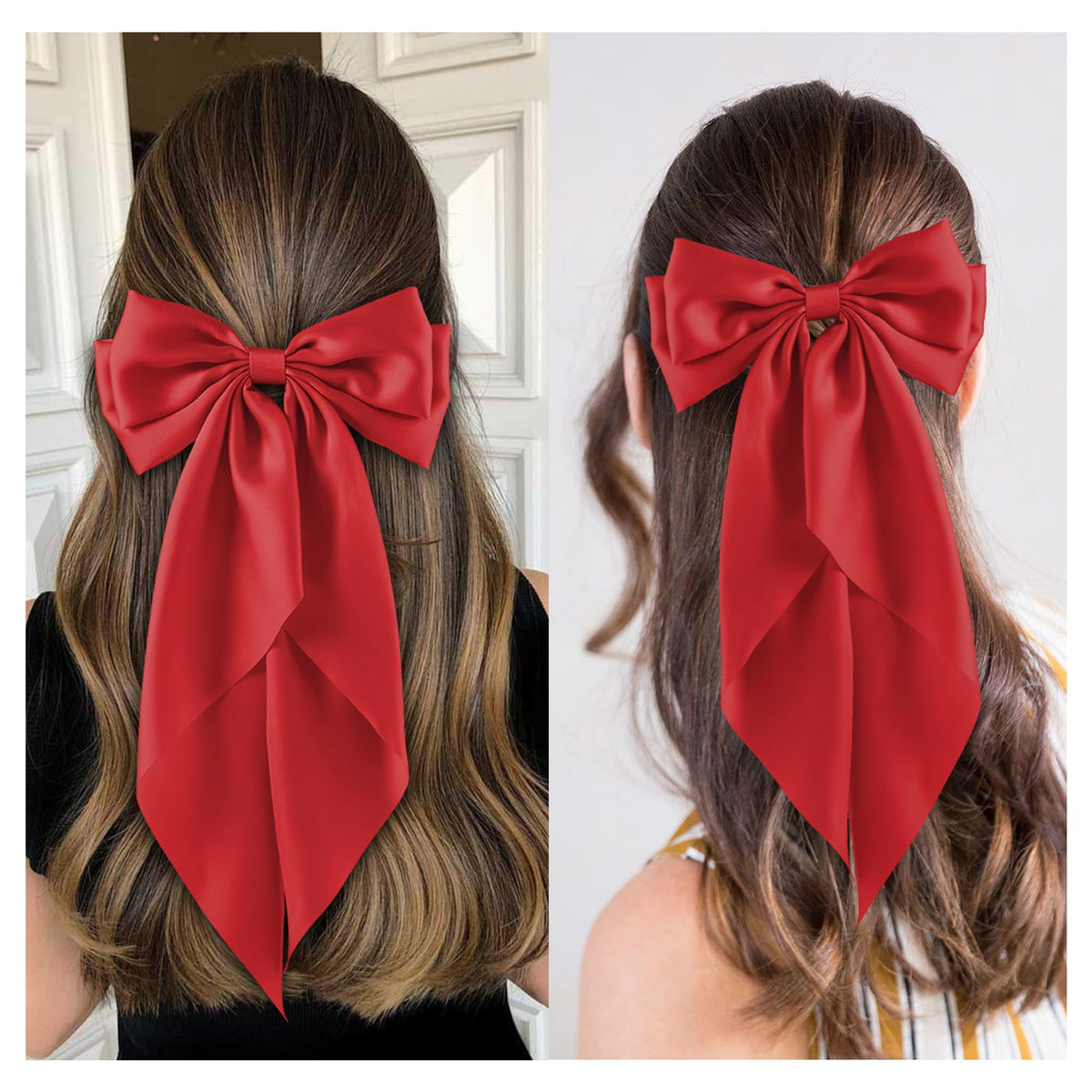 hisial Large Bow Hair Clip styled in a ponytail
