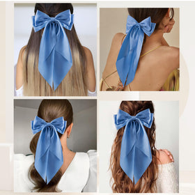 hisial Large Bow Hair Clip with decorative long tail