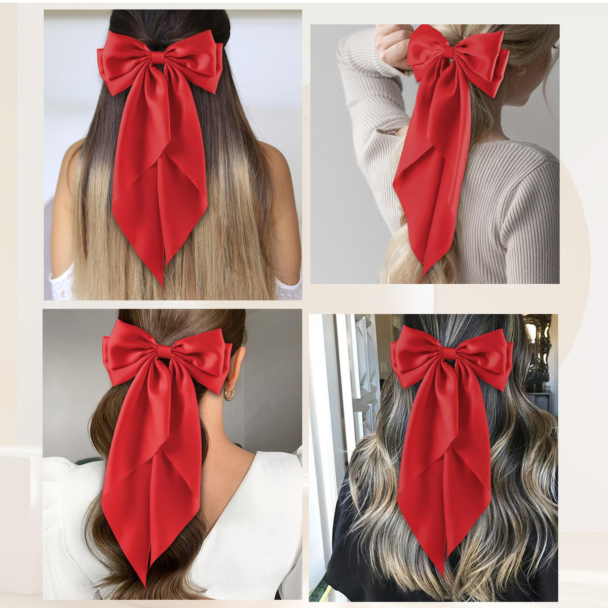 hisial Large Bow Hair Clip worn at a party