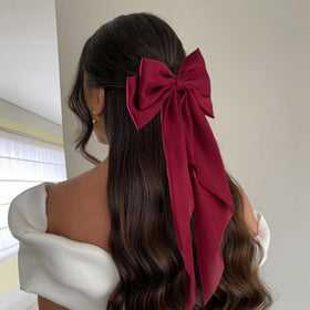 hisial Large Bow Hair Clips dark red in packaging