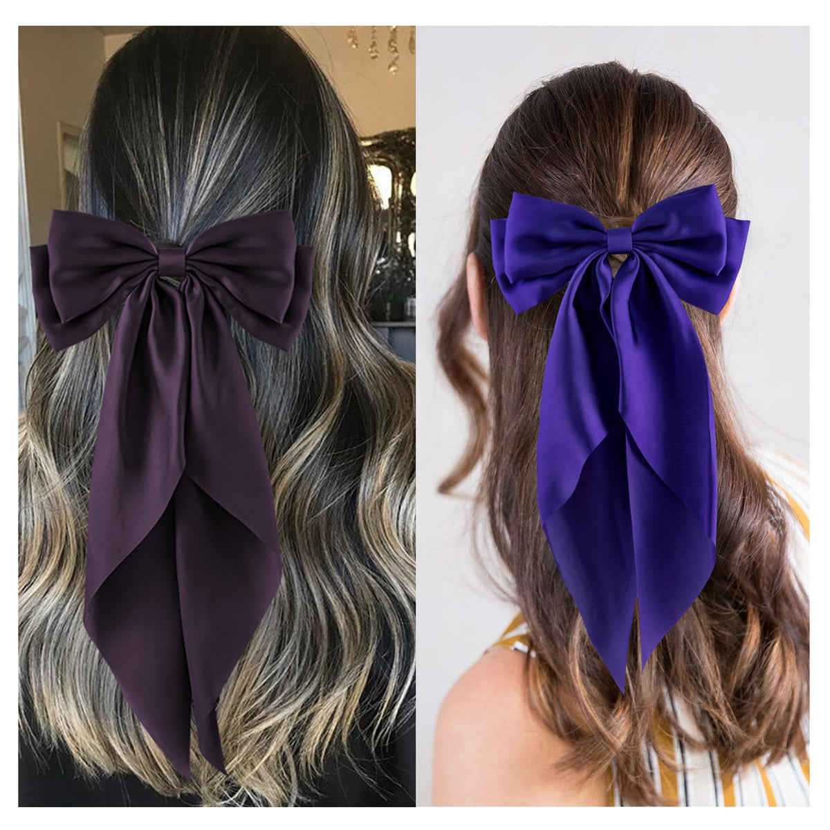 hisial Large Bow Hair Clips displayed in a pack of six
