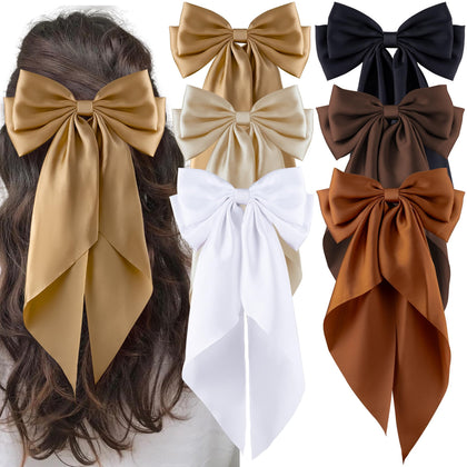 hisial Large Bow Hair Clips in black, front view