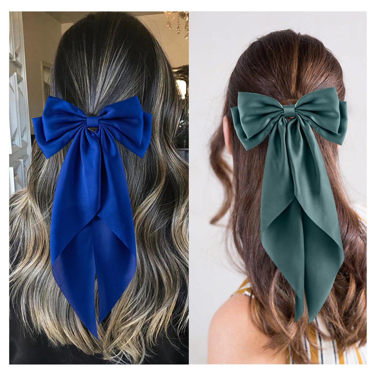 hisial Large Bow Hair Clips in navy blue front view