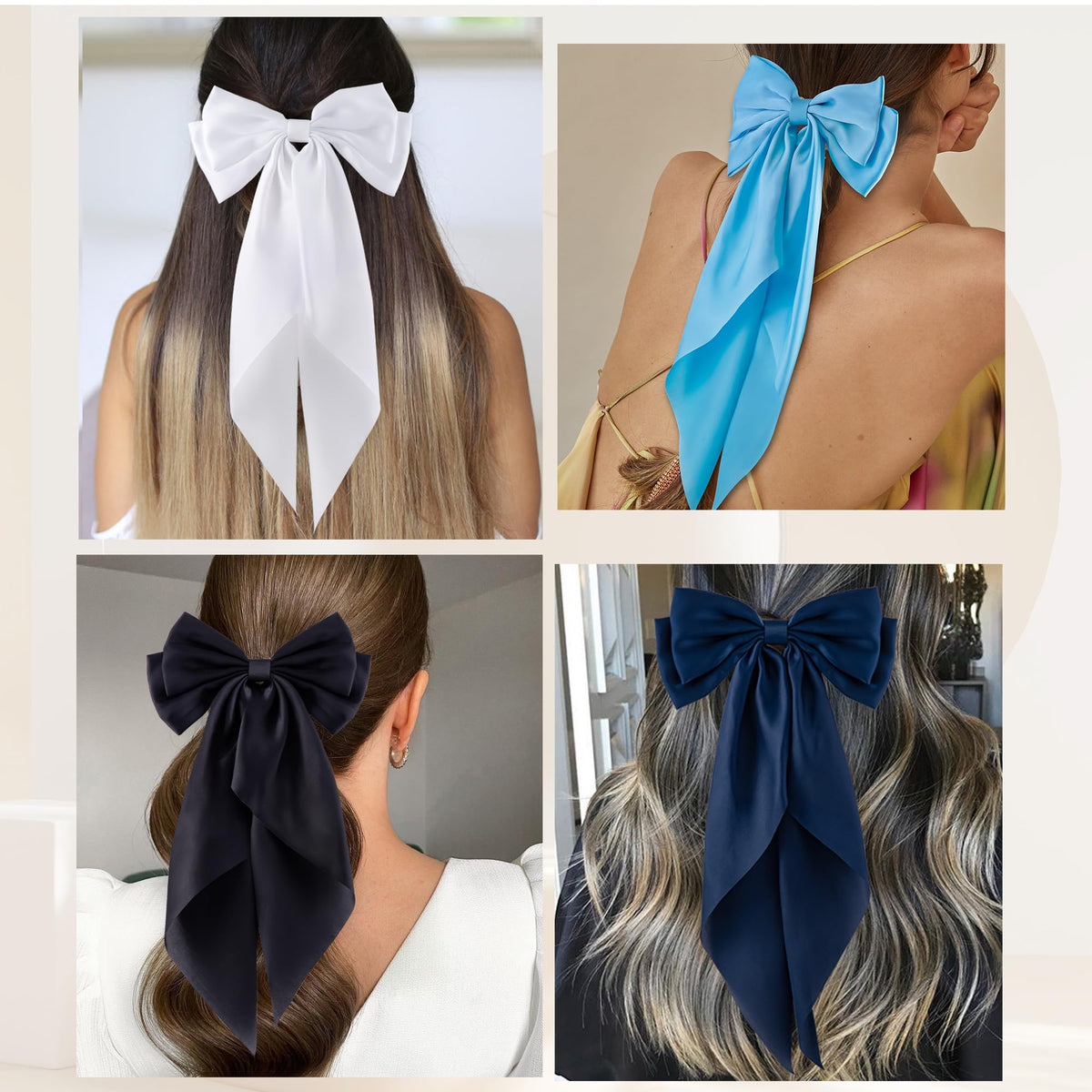 hisial Large Bow Hair Clips in royal blue front view