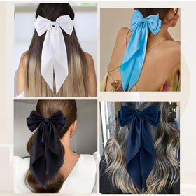 hisial Large Bow Hair Clips in royal blue front view