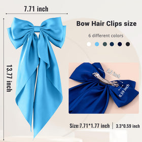 hisial Large Bow Hair Clips in sky blue front view