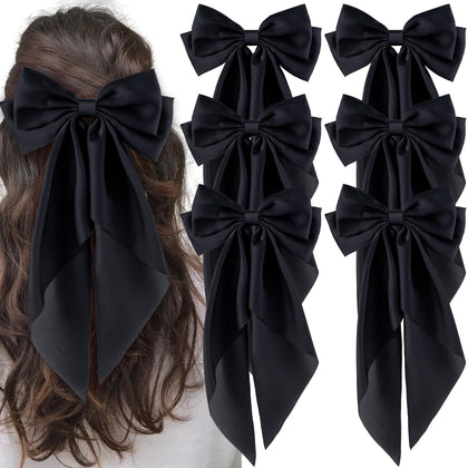 hisial Large Bow Hair Clips pack of six in black