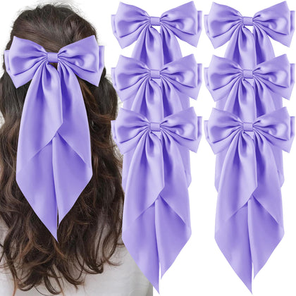 hisial Large Bow Hair Clips purple front view