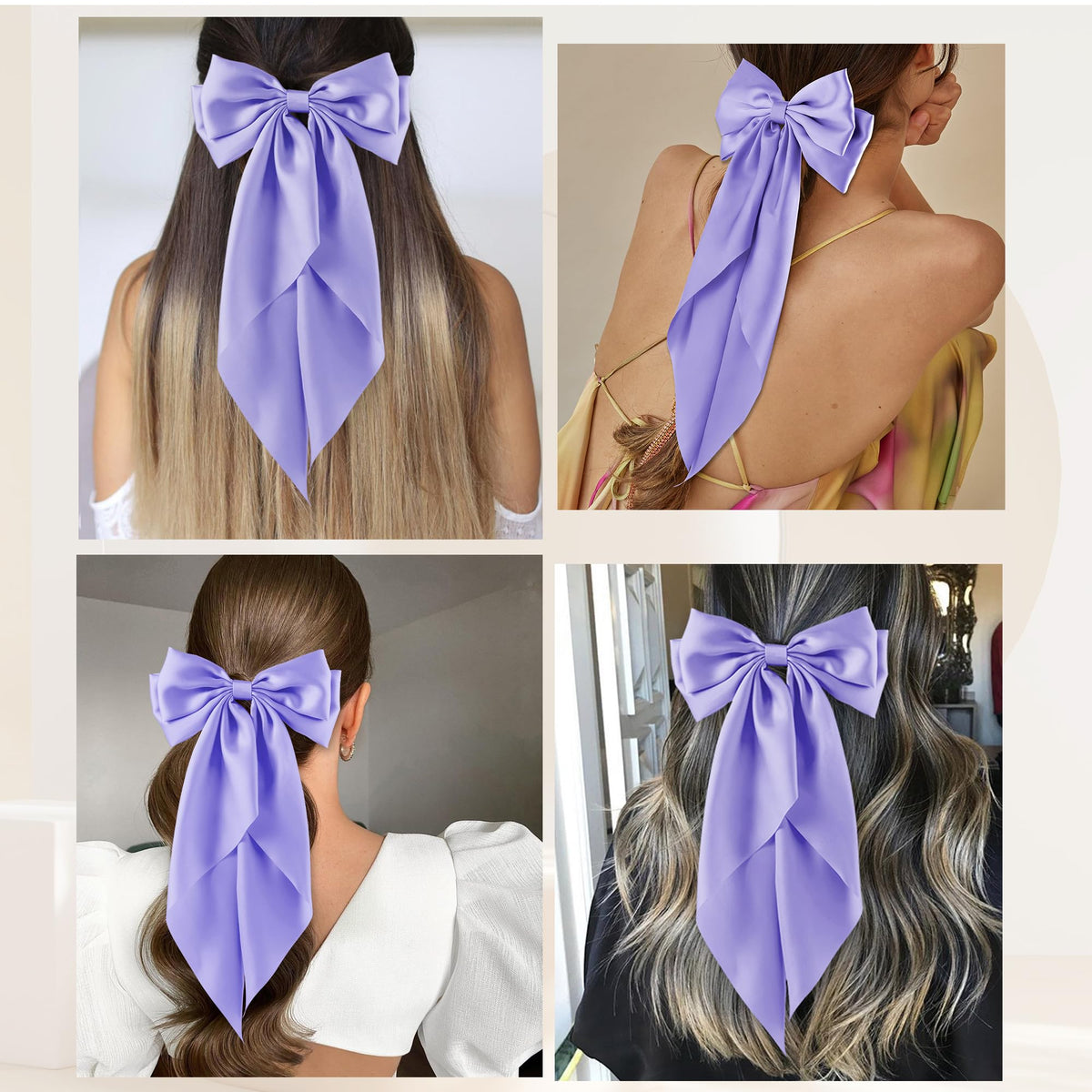 hisial Large Bow Hair Clips purple in a decorative setting