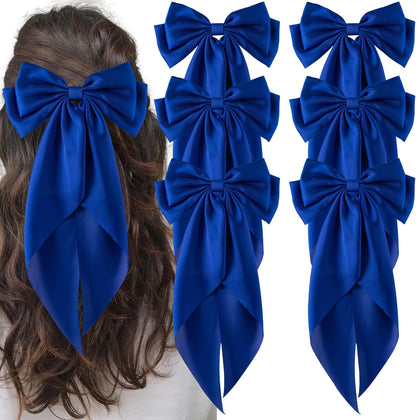 hisial Large Bow Hair Clips Royal Blue front view
