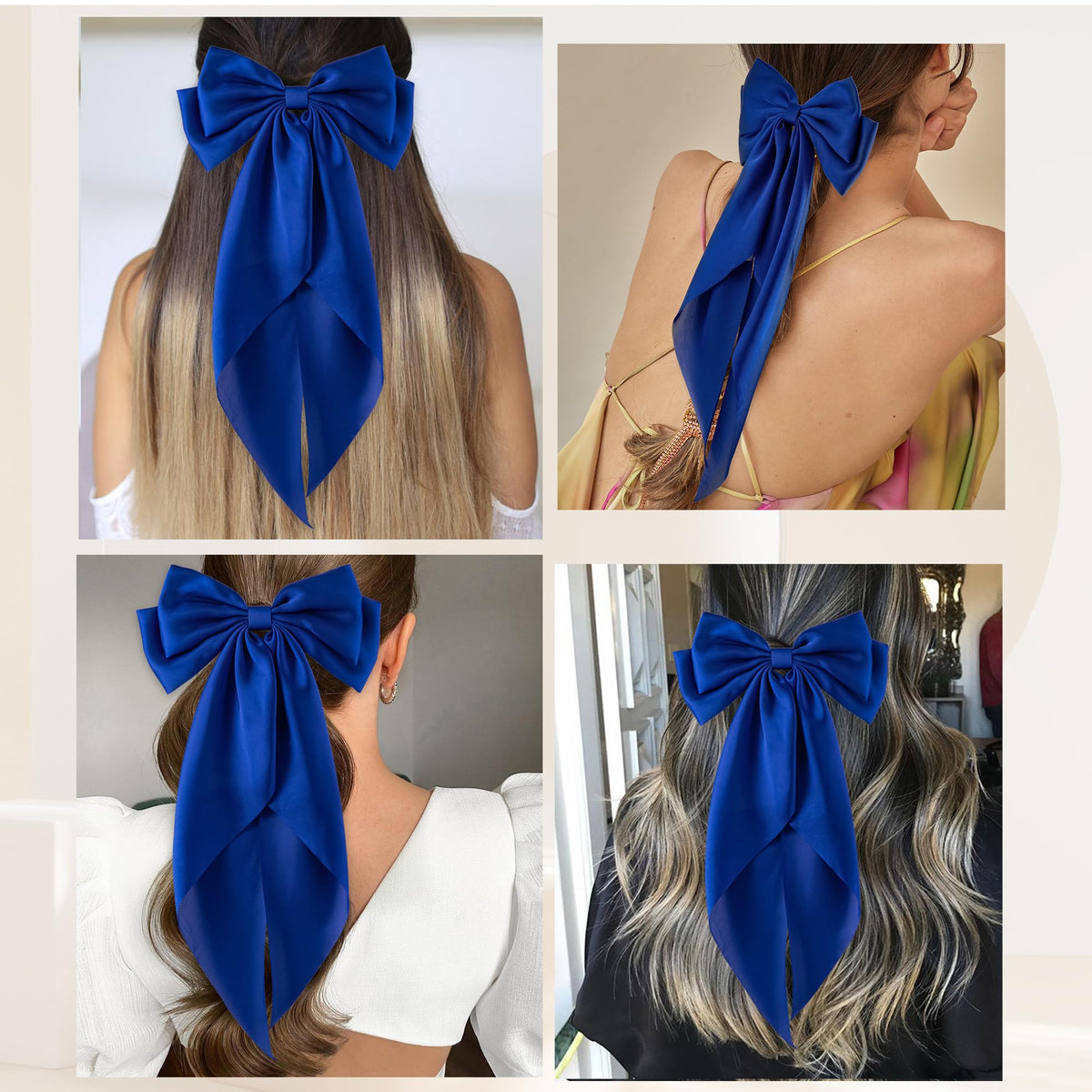 hisial Large Bow Hair Clips Royal Blue in various colours
