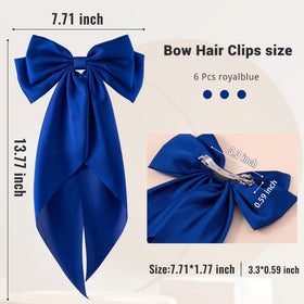 hisial Large Bow Hair Clips Royal Blue side view