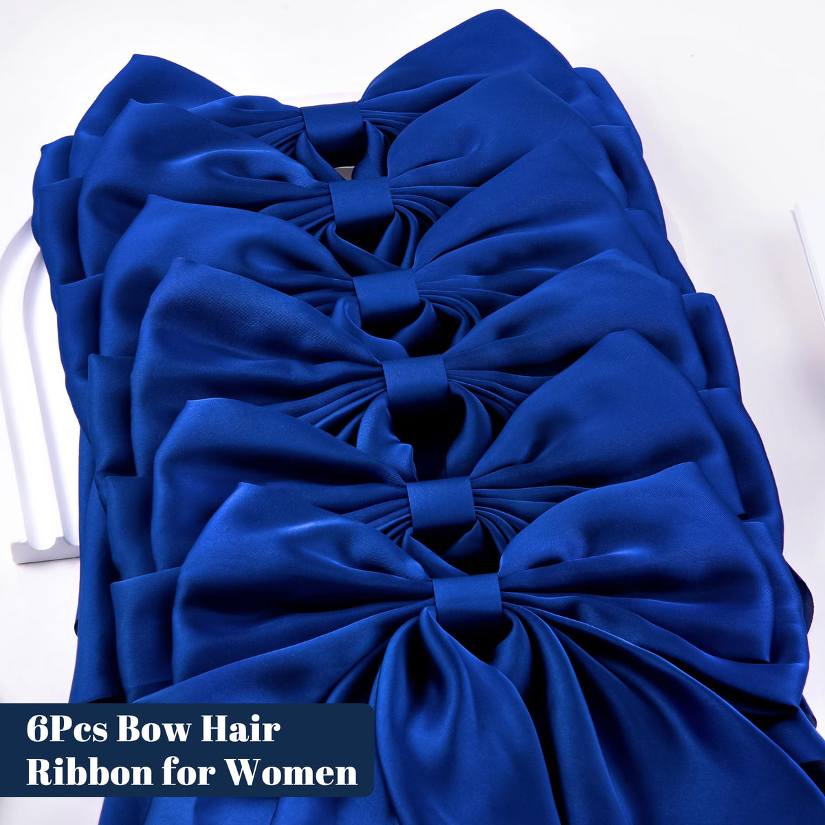 hisial Large Bow Hair Clips Royal Blue styled in hair