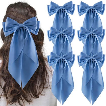 hisial Large Bow Hair Clips set of 6 in Lake Blue