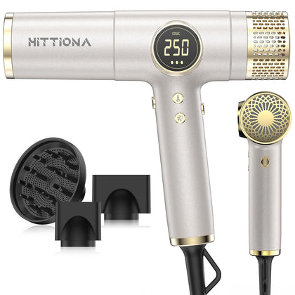 HITTIONA Dual Voltage Travel Hair Dryer front view in gold