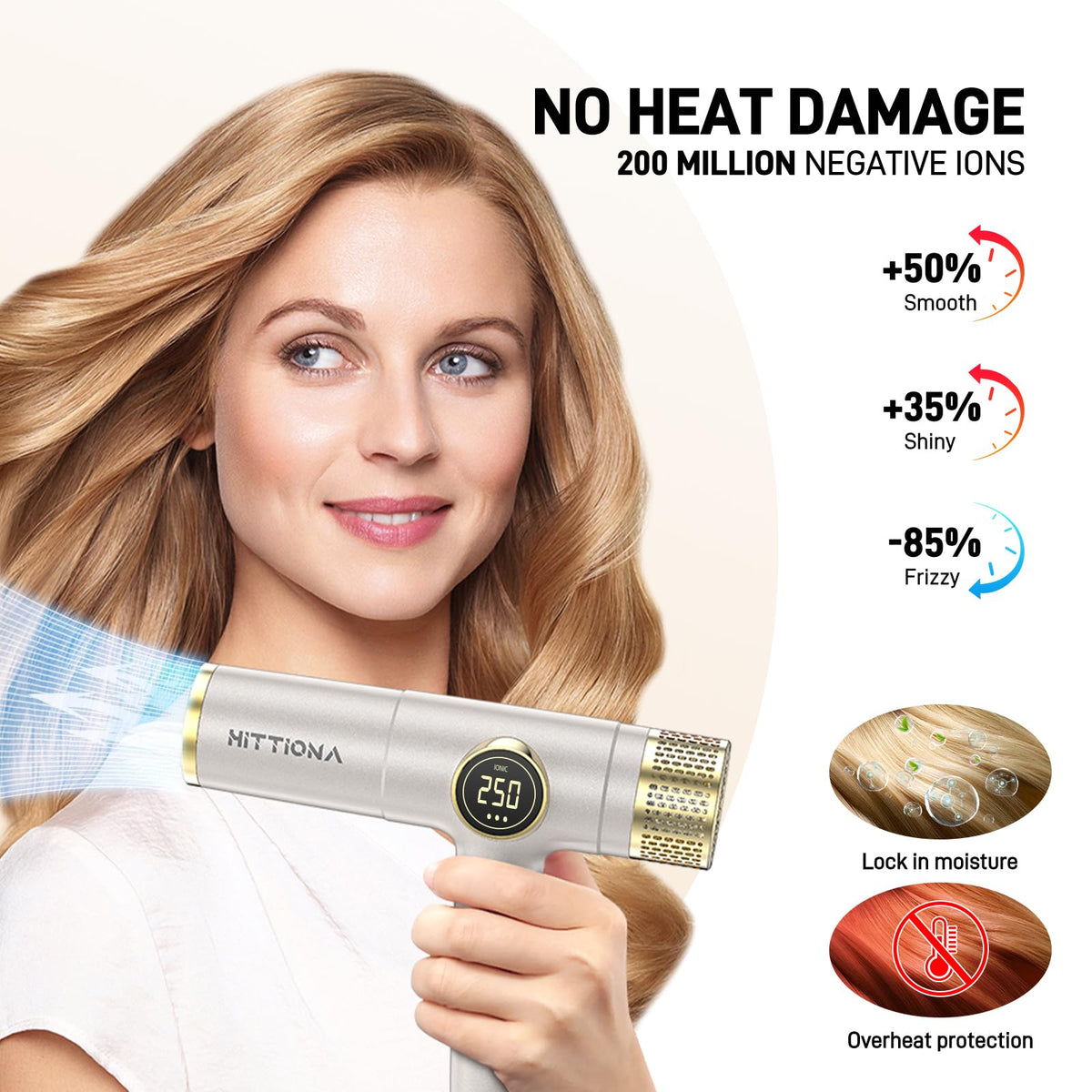 HITTIONA Infrared Ionic Hair Dryer compact design for travel