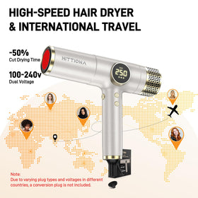 HITTIONA Infrared Ionic Hair Dryer in use with model
