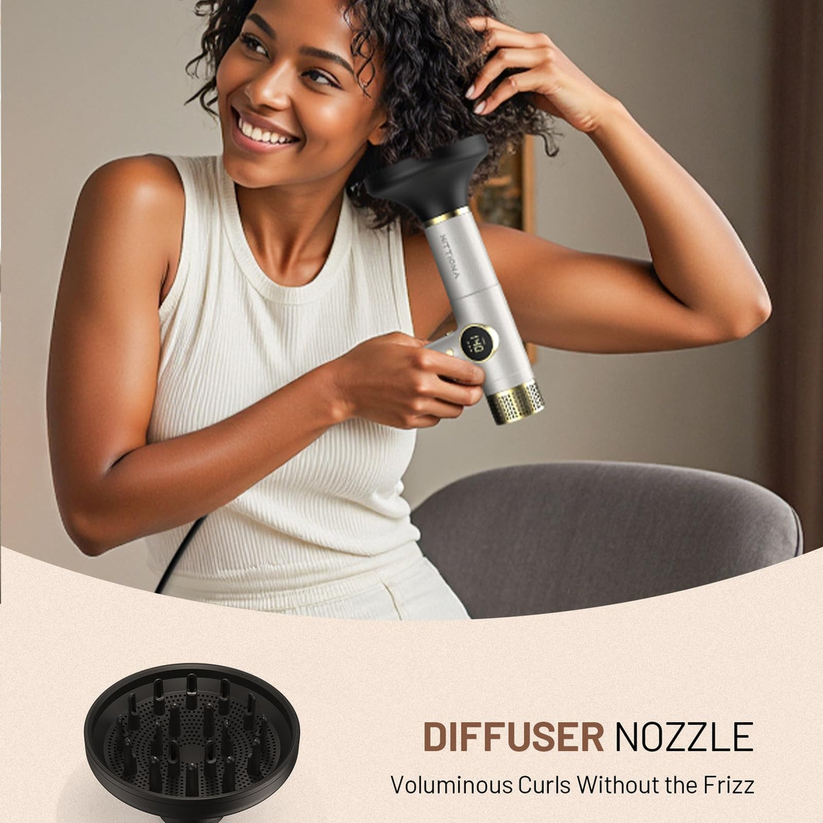 HITTIONA Infrared Ionic Hair Dryer showcasing multiple settings
