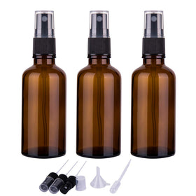 hmaimas 2oz Amber Glass Spray Bottles front view with accessories