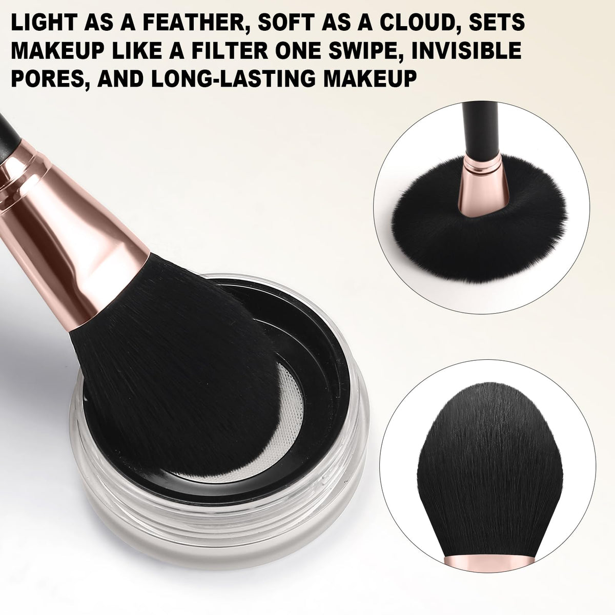 HOIFA Silkpuff makeup brushes set displayed with makeup products