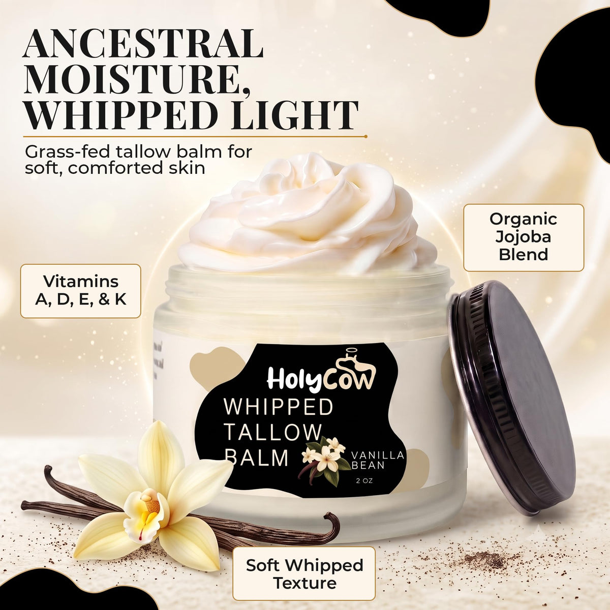 HolyCow Beef Tallow Moisturiser whipped texture close-up