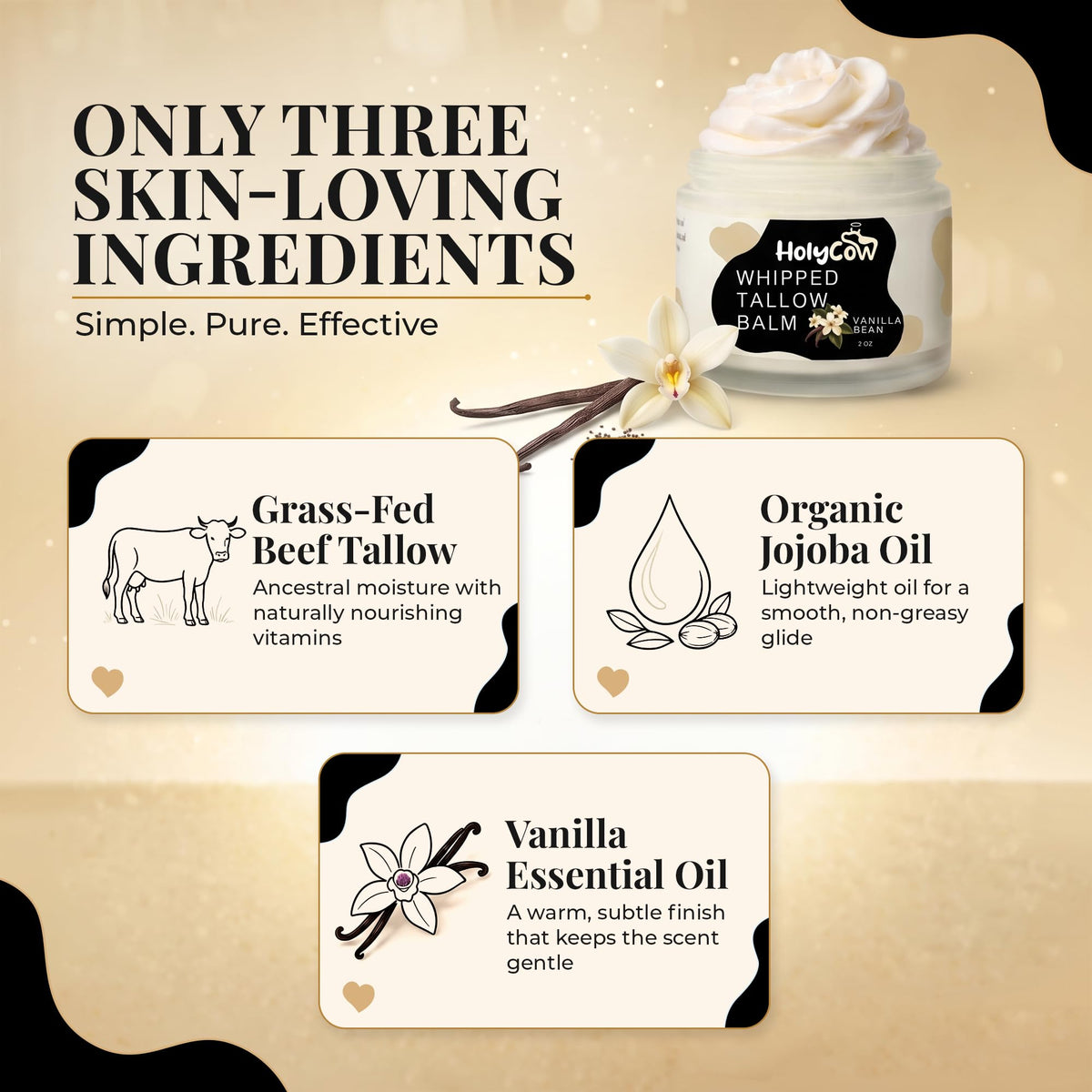 HolyCow Beef Tallow Moisturiser with jojoba oil ingredients